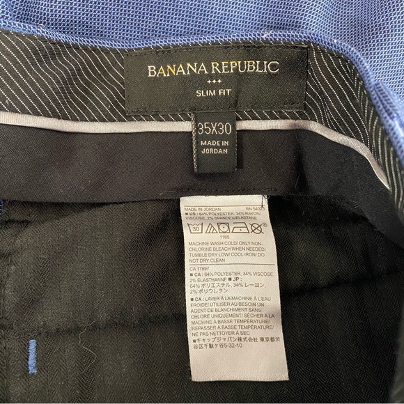 Banana Republic factory slim fit wrinkle resistant texture pant Adriatic Blue - Picture 7 of 9